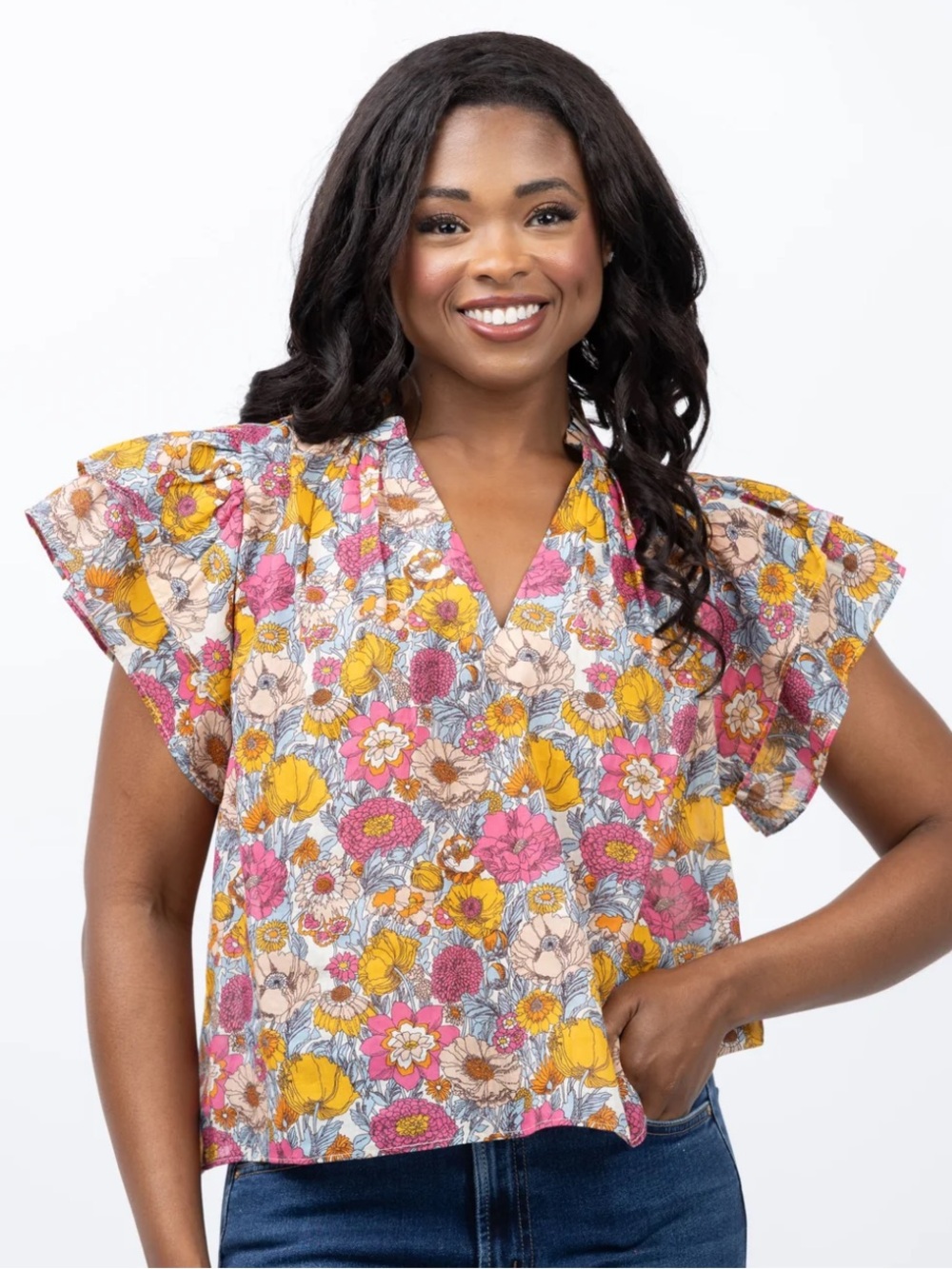 Birds of Paradise by Travota Women's Clover Blouse in Dawn Fleurettes, Medium - Picture 5 of 14